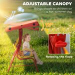 Kids Patio Swing, Adjustable Canopy Swing Glider, Kids Outdoor Swing Chair with 2 Seats, Seat-Belted Safety, Red - Image 4