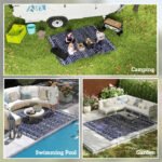 Reversible Outdoor Rug, Waterproof Plastic Straw with Carry Bag, 8' x 10', Blue & White Geometric - Image 5