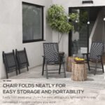 Set of 4 Outdoor Folding Chairs, Stackable Patio Dining Chairs with Armrests, Metal Frame, Black - Image 5
