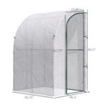 5' x 4' x 7' Outdoor Lean to Greenhouse, Walk-In Green House Plant Nursery with Roll-up Window, PE Cover, White - Image 3