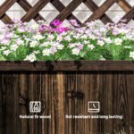 Wooden Raised Garden Bed Planting Planter Box with Trellis and Drain Holes for Climbing Vine Plants, Brown - Image 7