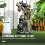 22.4" Outdoor Fountain, 3-Tier Resin Resin Bears and Honey Beehive Outdoor Waterfall Fountain with LED Lights, Pump - Image 6