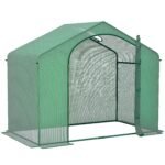 6' x 3' x 5' Portable Walk-in Greenhouse, PE Cover, Steel Frame Garden Hot House, Zipper Door, Top Vent for Flowers, Vegetables, Saplings, Tropical Plants, Green