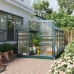 6' x 10' Greenhouse for Outdoors, Polycarbonate Greenhouse with Rain Gutter and Roof Vent, Aluminum Walk-in Green Houses for Outside for Patio Backyard Garden, Dark Green - Image 7