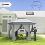 13' x 13' Pop Up Gazebo Hexagonal Canopy Shelter with 6 Zippered Mesh Netting for Patio Backyard Garden Wedding Party - Image 3