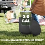 2.6 Gal Outdoor Side Table, 3-In-1 Concrete Cooler Bar Table with Storage, Removable Ice Bucket and Lid, Charcoal Gray - Image 5