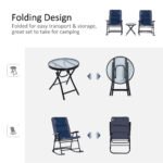 3 Piece Outdoor Folding Rocking Chair and Table Set - Blue and Gray - Image 6