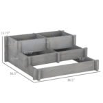 3 Tier Raised Garden Bed, Water Draining Fabric for Soil, Elevated Wood Flower Box for Vegetables, Herbs, Gray - Image 3