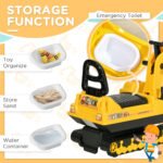 No Power Ride On Excavator Toy Tractors Digger Movable Scooter Walker Pretend Play Toddler Construction Truck Basket Storage For Boys Girls 18-48 Months Yellow Black - Image 6