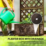 Wooden Raised Garden Bed Planting Planter Box with Trellis and Drain Holes for Climbing Vine Plants, Brown - Image 5