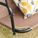 2-Seater Patio Swing Chair, Outdoor Adjustable Canopy Porch Swing with Armrests, Texeline Fabric and Steel Frame, Brown - Image 8