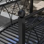 3.3' Metal Arch Zen Garden Pond Bridg with Safety Siderails for Stream, Fish Pond, Black - Image 8
