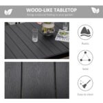 Outdoor Dining Table for 6 Person, Rectangular Patio Table, Aluminum Metal Legs for Garden, Lawn, Patio, Woodgrain Black - Image 4