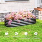 4.9' x 2' x 1' Galvanized Raised Garden Bed Kit, Metal Planter Box with Safety Edging, Dark Gray - Image 7