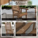 2 Pieces Outdoor Rocking Chairs, HDPE Patio Rockers with 28" High Back, Wide Armrests for Porch Backyard, Brown - Image 6
