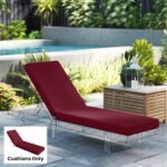 Chaise Lounge Cushion, 4" Thick Outdoor Lounge Chair Cushion with Ties for Patio, 21" x 72 ", Red - Image 2