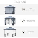 13x11 Gazebo with Sides, with Curtains, Removable Netting, Double Vented Roof, 8 Drainage holes, Aluminum Frame and Hooks, for Garden, Backyard, Patio, Gray - Image 5