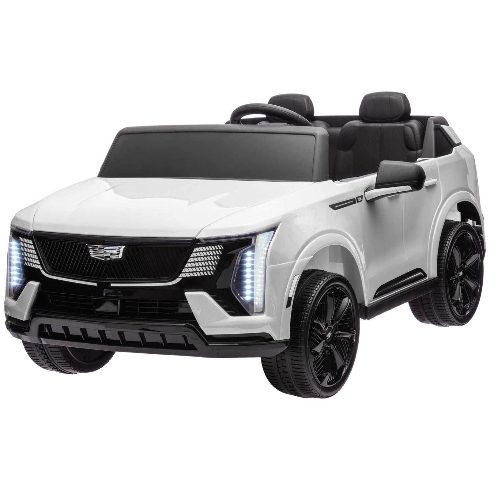 CyTf6719b90b76459.jpg 2-Seater 12V 10AH Ride on Truck, Cadillac Escalade Licensed Electric Car for Kids w/ Spring Suspension Wheels, White - Image 1
