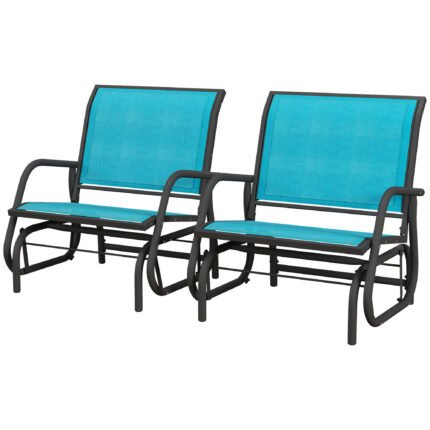 2 Pieces Outdoor Glider Chair with Steel Swing Chai