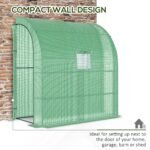7' x 3' x 7' Lean to Greenhouse, Walk-In Green House, Plant Nursery with 2 Roll-up Doors and Windows, PE Cover and 3 Wire Shelves, Green - Image 6