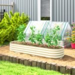 6.4' x 2' x 1' Galvanized Raised Garden Bed Kit, Metal Planter Box with Safety Edging, Cream - Image 2
