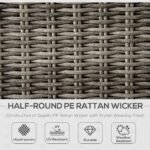 4 Pieces Patio Furniture Set with Cushions, Outdoor Wicker Conversation Sofa Sets, Aluminum Frame Sofa Sets for Backyard, Poolside, Garden, Beige - Image 4