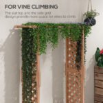 Raised Garden Bed with Trellises and Roof for Climbing Plant Vine, Hanging Flowers, 70.75" Tall Outdoor Wood Planter Box with Drainage & Filter - Image 4