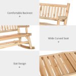 2-Person Wood Rocking Chair with Log Design, Heavy Duty Loveseat with Wide Curved Seats for Patio, Backyard, Garden, Natural - Image 5