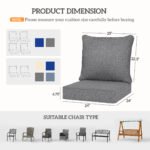 Patio Chair Cushions Set of 4 with Seat & Backrest, Fade Resistant Seat Replacement Cushion Set, Gray - Image 3