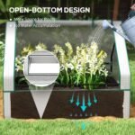 Raised Garden Bed, Outdoor Metal Planter Box with Mini Greenhouse, White and Brown - Image 6