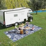 Outdoor Rug for Patio, 9' x 18' Waterproof Large Mat, Reversible Plastic Straw Rug for Decor, Portable Outside RV Camping Area Carpet Mat for Backyard Porch Deck Picnic, Blue & White Floral - Image 2