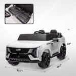2-Seater 12V 10AH Ride on Truck, Cadillac Escalade Licensed Electric Car for Kids w/ Spring Suspension Wheels, White - Image 3