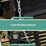 Porch Swing with Chains and Cupholders, 2 Person Wooden Patio Swing Chair, 440 lbs. Weight Capacity, for Garden, Poolside, Backyard, Black - Image 5