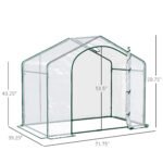 6' x 3' x 5' Portable Walk-in Greenhouse, Plastic Cover, Steel Frame Garden Hot House, Zipper Door, Top Vent for Flowers, Vegetables, Saplings, Tropical Plants, Clear - Image 3