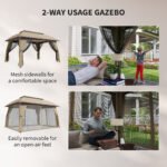 10' x 13' Patio Gazebo, Outdoor Gazebo Canopy Shelter with Netting, Vented Roof for Garden - Image 5