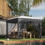 10' x 10' Pop Up Canopy Tent with Netting, Instant Sun Shelter, Tents for Parties, Height Adjustable, with Wheeled Carry Bag and 4 Sand Bags for Outdoor, Garden, Patio - Image 2