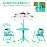 Kids Table and Chair Set, Outdoor Folding Garden Furniture, Picnic Table for Patio Backyard, with Removable & Height Adjustable Sun Umbrella, White - Image 6