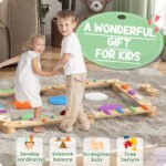 Kids Balance Beam, Wooden Balance Board with Stepping Stone for 3-8 Years - Image 4