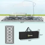 Reversible Outdoor Rug, Waterproof Plastic Straw with Carry Bag, 9' x 18', Black & White Rhombus Patchwork - Image 3