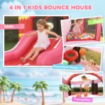 Inflatable Bounce House with Ball Pool, Basketball Hoop, Jumping Bouncy Castle with Blower for Indoor Outdoor, Pink - Image 4