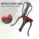 Patio Chair Cushions Set of 4 Round Seat Cushions for Dining Bistro Chairs Machine Washable, 15" x 15" x 3", Wine Red - Image 5