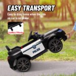 12V Kids Ride on Car w/ Remote Control, Siren, Light, Music, Spring Suspension, Horn & Transport Wheel, Black - Image 7