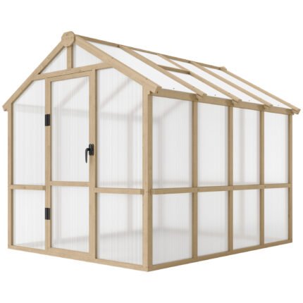Polycarbonate Walk-In Greenhouse with Roof Vent, Brown