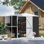 8 x 4ft Outdoor Garden Shed, Metal Shed with Air Vents and Lock for Backyard, Garden, Patio, Dark Gray - Image 2