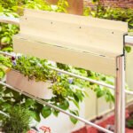 Hanging Balcony Table, Spruce Wood Foldable Railing Bar, Serving Table & Desk, Fits up to 3.9 Inches, Natural - Image 2