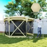 11 x 11ft Pop Up Gazebo Screen Tent with Removable Roof Cover, Roll-up Wind Panels for Camping, Backyard - Image 3