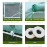20' x 10' x 7' Outdoor Walk-in Greenhouse, Tunnel Green House with Roll-up Windows, Zippered Door, PE Cover, Heavy Duty Steel Frame, Green - Image 6