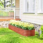 7.9' x 2' x 1' Galvanized Raised Garden Bed Kit, Metal Planter Box with Safety Edging, Brown - Image 8