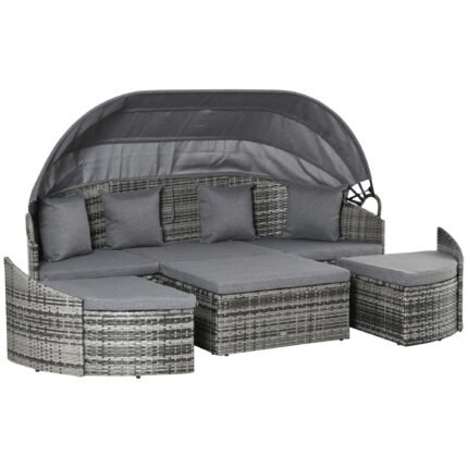Convertible Rattan Daybed Sectional with Grey