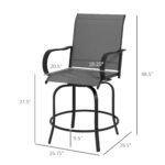 Outdoor Bar Stools Set of 2, 360° Swivel Bar Height Chairs, 26.75" x 29.5" x 48.5", Gray - Image 3